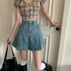 Apparel Denim Blue High-Waist Pleated Mini Skirt 1 Apparel Denim Blue High-Waist Pleated Mini Skirt