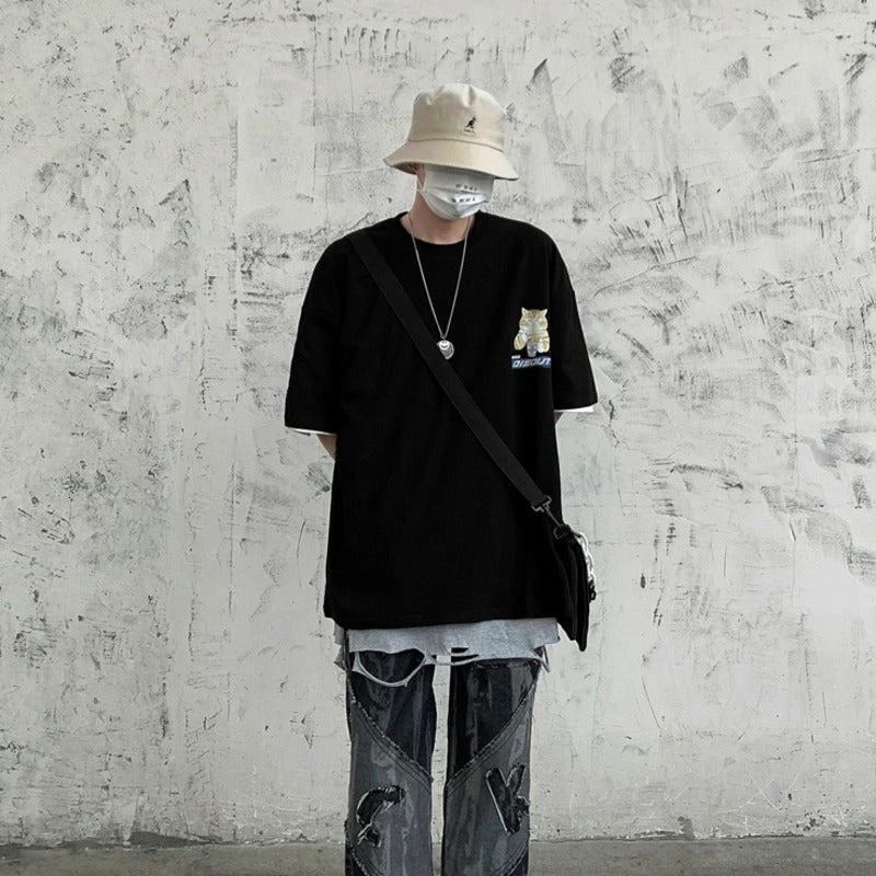 Apparel Japenese Cartoon Cat Ramen Oversized Mens Tee Top 8 Apparel Japenese Cartoon Cat Ramen Oversized Mens Tee Top