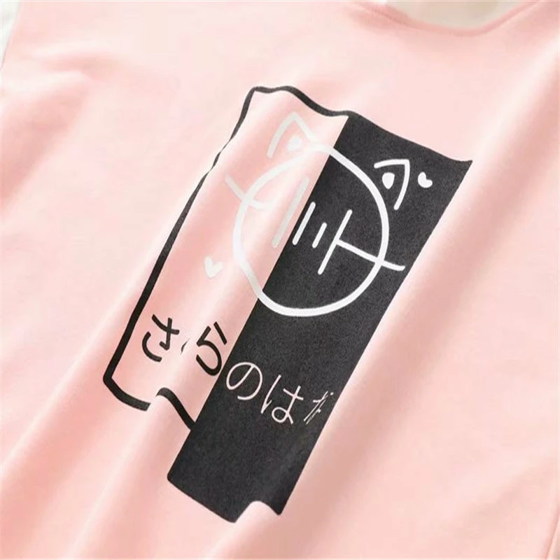 Apparel Harajuku Blue White Simple Cat Wide Sleeve Loose Hoodie 8 Apparel Harajuku Blue White Simple Cat Wide Sleeve Loose Hoodie