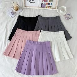 Apparel High Waist Cute Simple Pleated Short Light Skirt