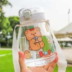 Home Decor Home & Pets Jumbo Bear Plastic Bottle 1300ml With Straw