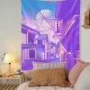 Home Decor Wall Decal Japanese Streets Anime Comic Purple Blue Calm Lofi Vibe Tapestry