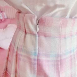 Apparel Cute Pleated Pink White Checked Women High-Waist Short Skirt With Lace & Shorts 16 Apparel Cute Pleated Pink White Checked Women High-Waist Short Skirt With Lace & Shorts