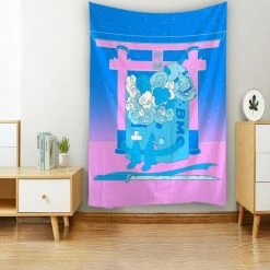 Home Decor Home & Pets Japanese Shrine Purple Blue Calm Lofi Vibe Tapestry