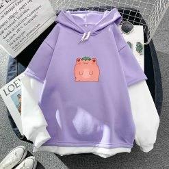 Apparel Strawberry Pink Kawaii Frog Half-Sleeve Hoodie | NEW