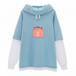Apparel Strawberry Pink Kawaii Frog Half-Sleeve Hoodie | NEW