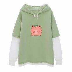 Apparel Strawberry Pink Kawaii Frog Half-Sleeve Hoodie | NEW