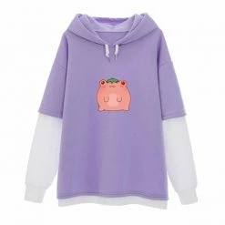Apparel Strawberry Pink Kawaii Frog Half-Sleeve Hoodie | NEW