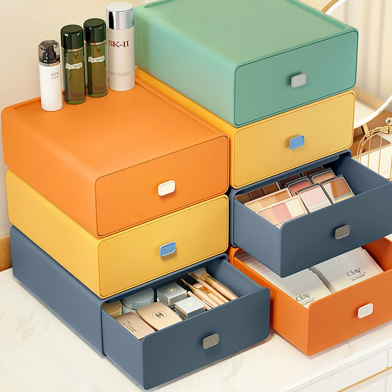 Accessories Colorful Square Desktop Stackable Plastic Storage Drawer Containers 4 Accessories Colorful Square Desktop Stackable Plastic Storage Drawer Containers
