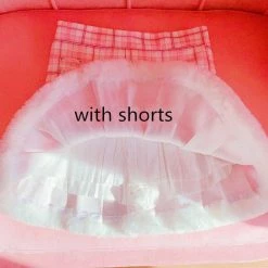 Apparel Kawaii Pleated Mini Pink Women Skirt With Lace, Fur, & Shorts