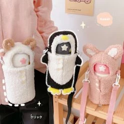Home Decor Kawaii Thermos Stainless Steel 500ml Flask With Sheep Penguin Bunny Plush Cover & Strap Home & Pets