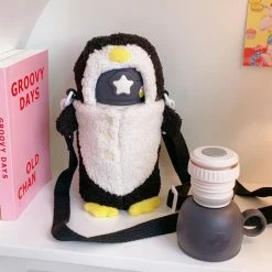 Home Decor Kawaii Thermos Stainless Steel 500ml Flask With Sheep Penguin Bunny Plush Cover & Strap Home & Pets