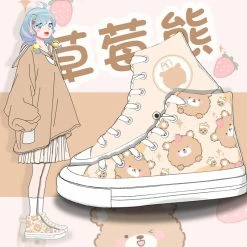Apparel Brown Kawaii Bear Women's Sneakers Trainers | NEW