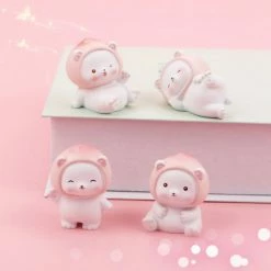 Toys Kawaii White Peach Bear Figurines Collectibles Plush & Toys