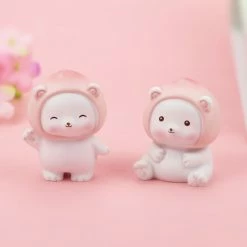 Toys Kawaii White Peach Bear Figurines Collectibles Plush & Toys