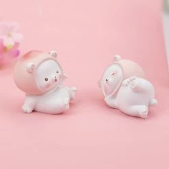 Toys Kawaii White Peach Bear Figurines Collectibles Plush & Toys