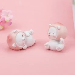 Toys Kawaii White Peach Bear Figurines Collectibles Plush & Toys