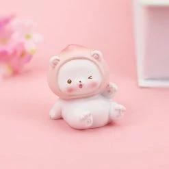 Toys Kawaii White Peach Bear Figurines Collectibles Plush & Toys
