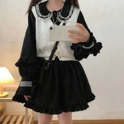 Apparel Brown Black Lolita Kawaii Gothic Elegant Long Women Skirt
