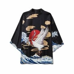 Apparel Fox Cranes Dragon Japanese Women Kimono Robe Cardigan