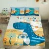 Home Decor Bed Sheets Photography Dino Cotton Fitted Sheet