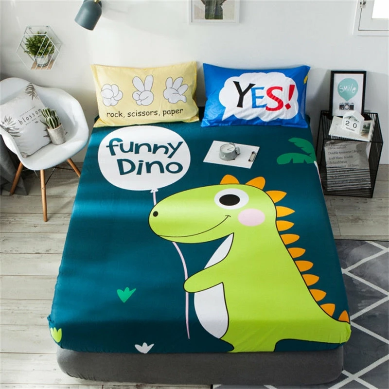 Home Decor Bed Sheets Funny Dino Cotton Fitted Sheet 3 Home Decor Bed Sheets Funny Dino Cotton Fitted Sheet