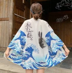Apparel Japanese Women Kimono Day And Night Koi