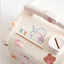 Home Decor Cute Pink Blue Savings Piggy Bank Money Box House With Stickers Stationery