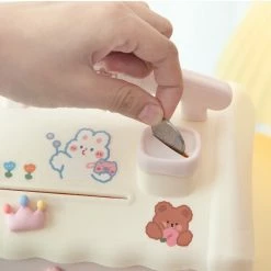 Home Decor Cute Pink Blue Savings Piggy Bank Money Box House With Stickers Stationery