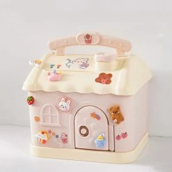 Home Decor Cute Pink Blue Savings Piggy Bank Money Box House With Stickers Stationery