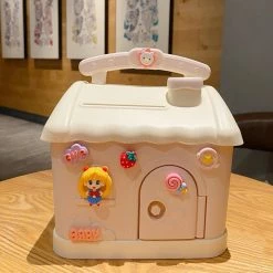 Home Decor Cute Pink Blue Savings Piggy Bank Money Box House With Stickers Stationery