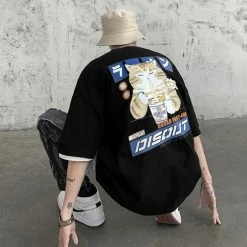 Apparel Japenese Cartoon Cat Ramen Oversized Mens Tee Top 12 Apparel Japenese Cartoon Cat Ramen Oversized Mens Tee Top