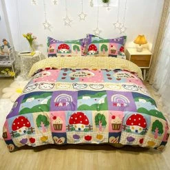 Home Decor Alphabet Rabbit Print Bedding Set 100% Pure Supreme Cotton