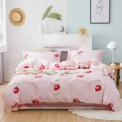 Home Decor Strawberry With A Bow Bedding Set 100% Pure Supreme Cotton 15 Home Decor Strawberry With A Bow Bedding Set 100% Pure Supreme Cotton