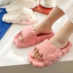 Apparel Kawaii Pastel Cloud Thick Sole Open-Toe Slippers | NEW