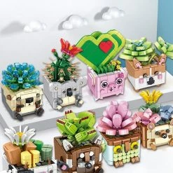 Build It Cactus Succulent Animal Plant Pots Building Sets