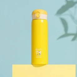 Home Decor Pink Yellow Thermos Stainless Steel Flask With Duck Plush Cover & Strap Home & Pets