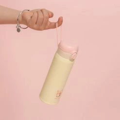 Home Decor Cream Thermos Stainless Steel Flask With Bunny Bear Plush Cover & Strap