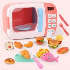Cute Mini Microwave Oven Interactive 31pc Kitchen Children Toys With Light & Sound