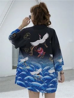 Apparel Exquisite Japanese Women Kimono Crane