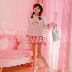Apparel Pink Hearts Harajuku Plaid Women Schoolgirl Cosplay Mini Skirt