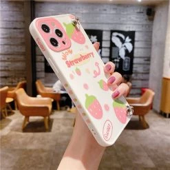 Accessories Wow Strawberry Peach IPhone Case With Strap