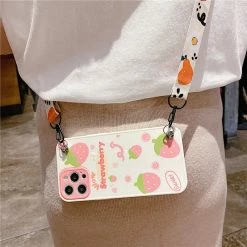 Accessories Wow Strawberry Peach IPhone Case With Strap