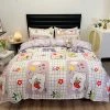 Home Decor Cute Strawberry Bear Checked Purple Bedding Set
