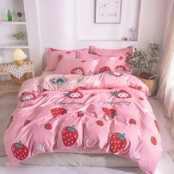 Home Decor Strawberry Girl Pink Bedding Set Bedding Sets