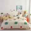 Home Decor Bedding Sets Mow The Bear Cream Checked Bedding Set