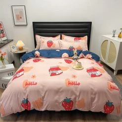 Home Decor Great Strawberry Milk Bedding Set