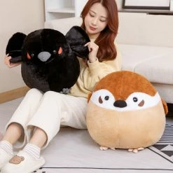 Soft Toy Round Chonky Sparrow Raven Crow Bird Plushies
