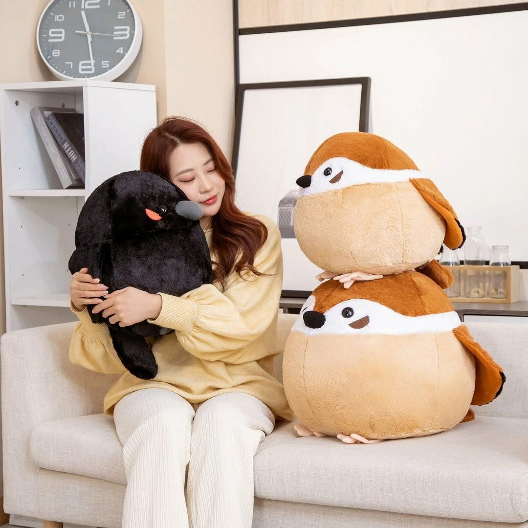 Soft Toy Round Chonky Sparrow Raven Crow Bird Plushies 5 Soft Toy Round Chonky Sparrow Raven Crow Bird Plushies