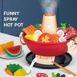 Toys Hot Pot Shabu Shabu 42pc Kitchen Children Cooking Toy With Steam Sound Light Plush & Toys